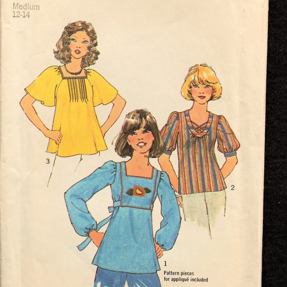 Vtg Simplicity #7623 Sewing Pattern Boho 1970s Smock Top Hippie UNCUT 34-36 Bust - Picture 4 of 5